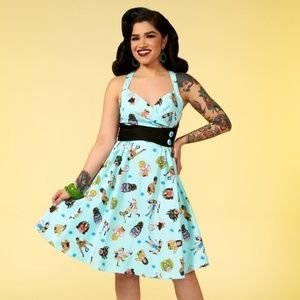 Pinup Couture Zooey Dress in Lady Wrestlers Print 